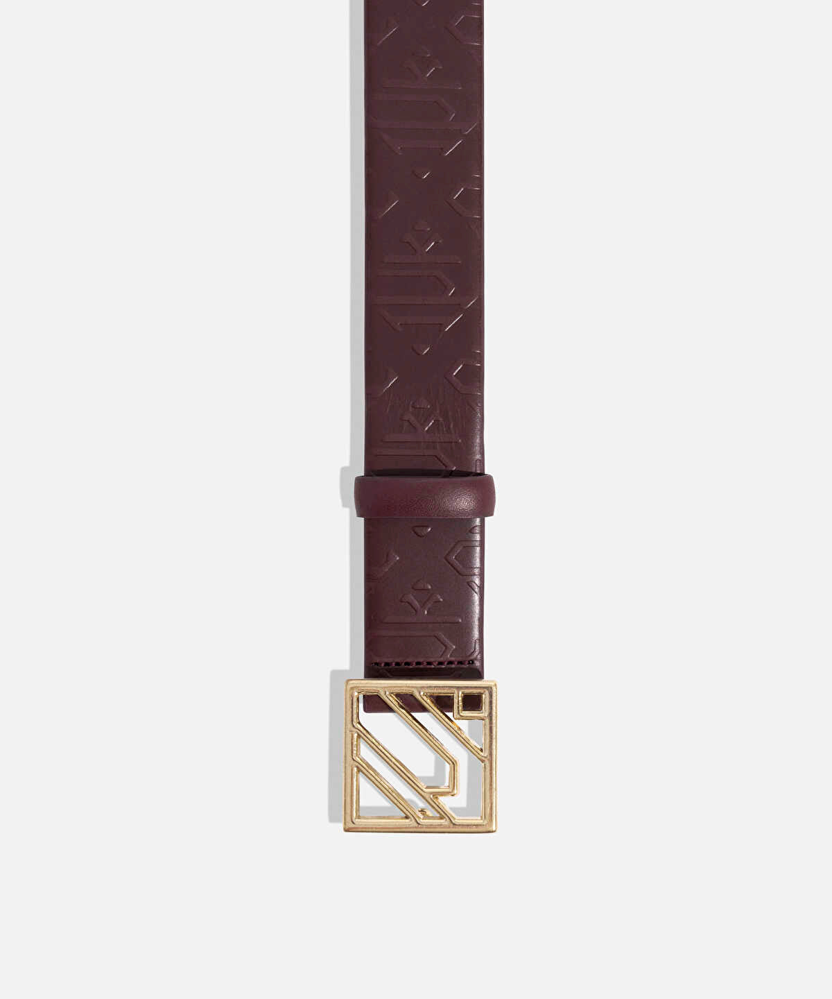 Monogram Buckle Leather Belt