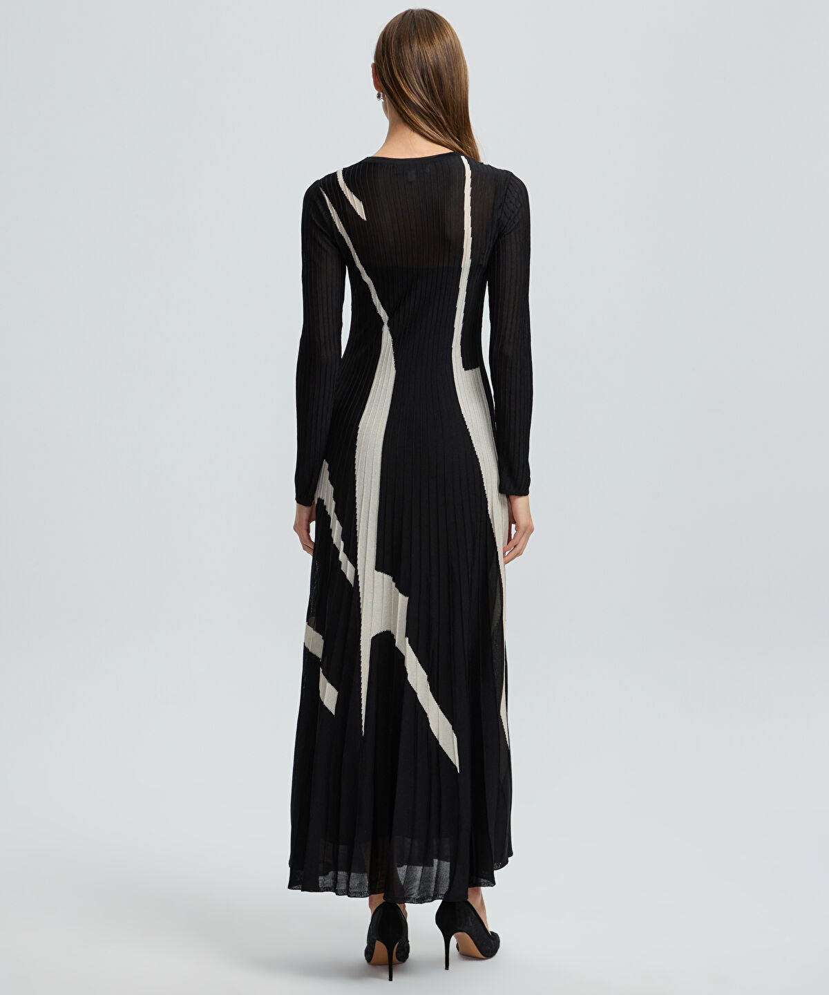Color-Block Pleated Knit Dress