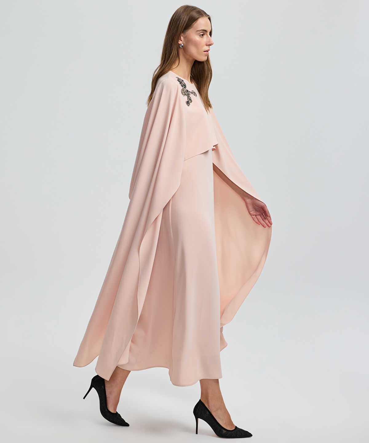 Cape-Effect Layered Dress