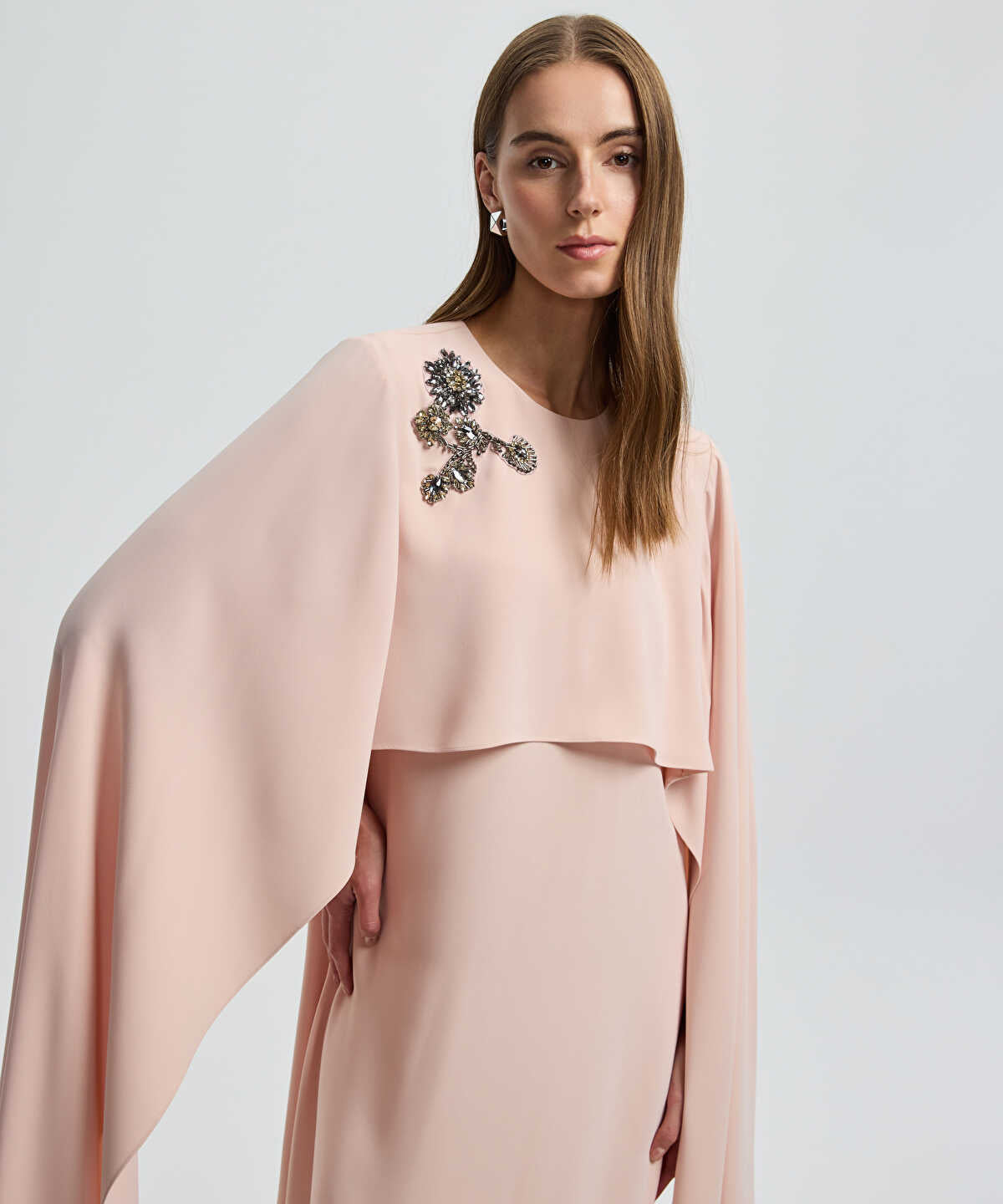 Cape-Effect Layered Dress
