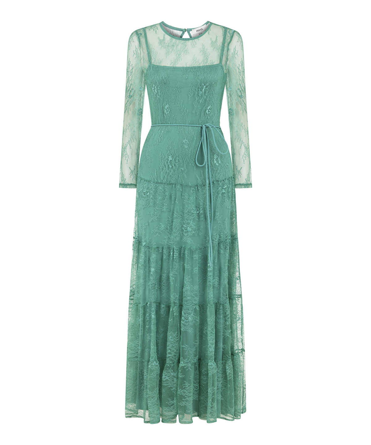 Lace Dress with Tiered Skirt