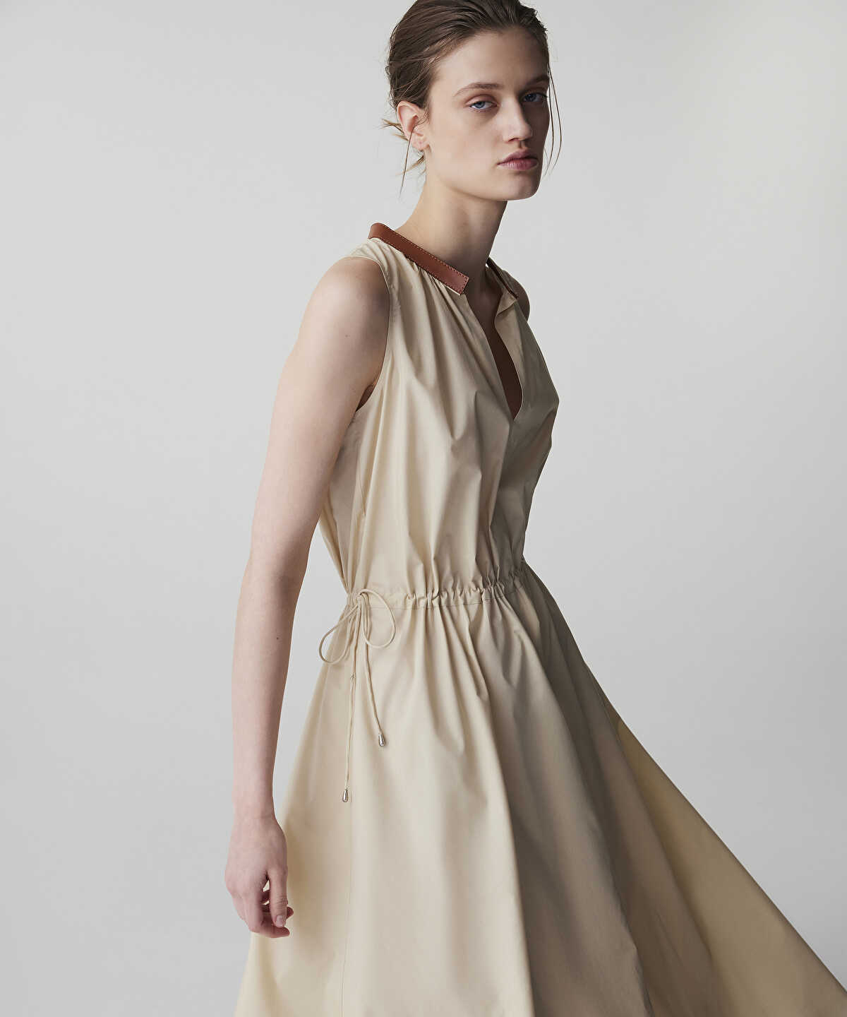 Adjustable Waist Poplin Dress