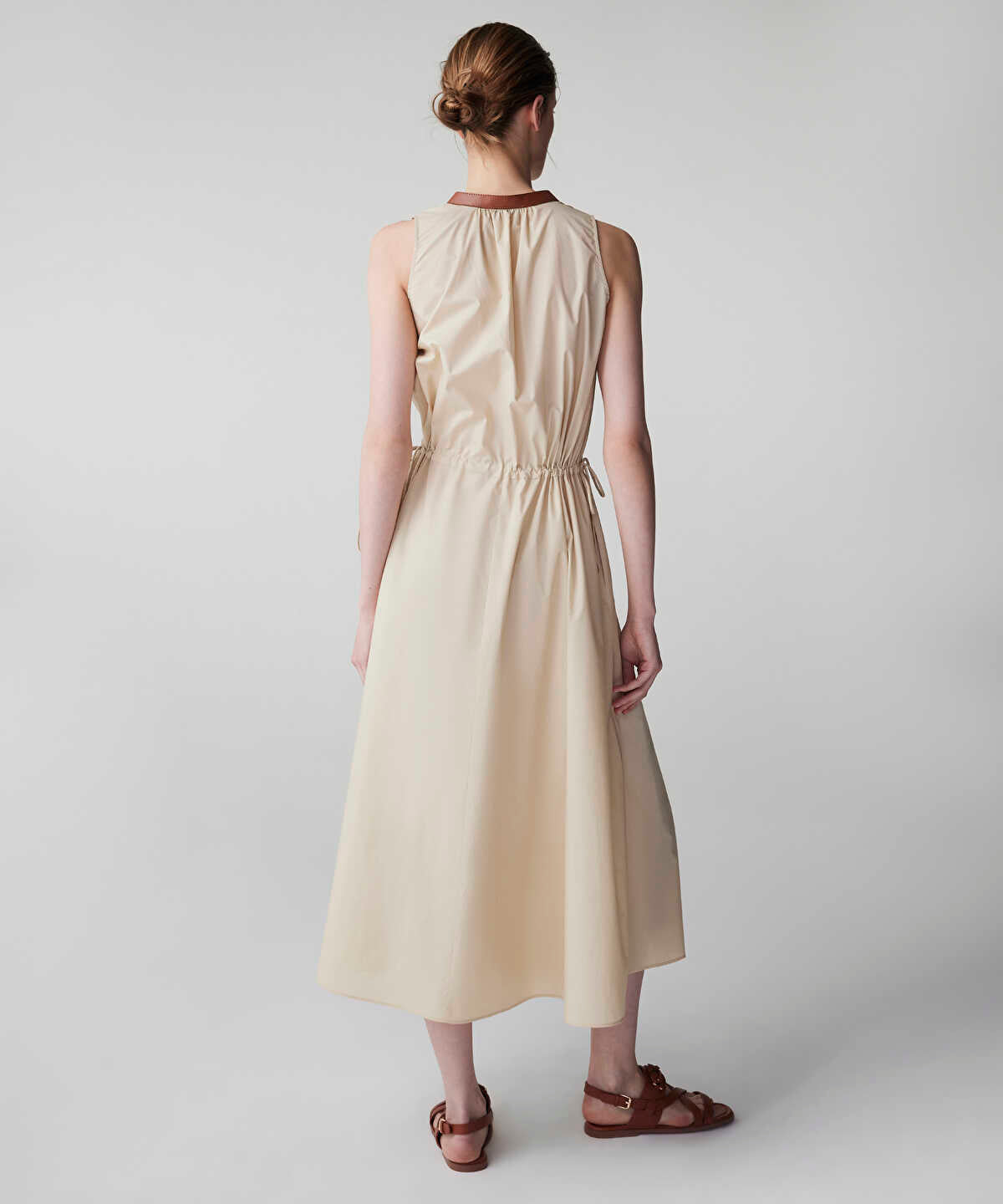 Adjustable Waist Poplin Dress