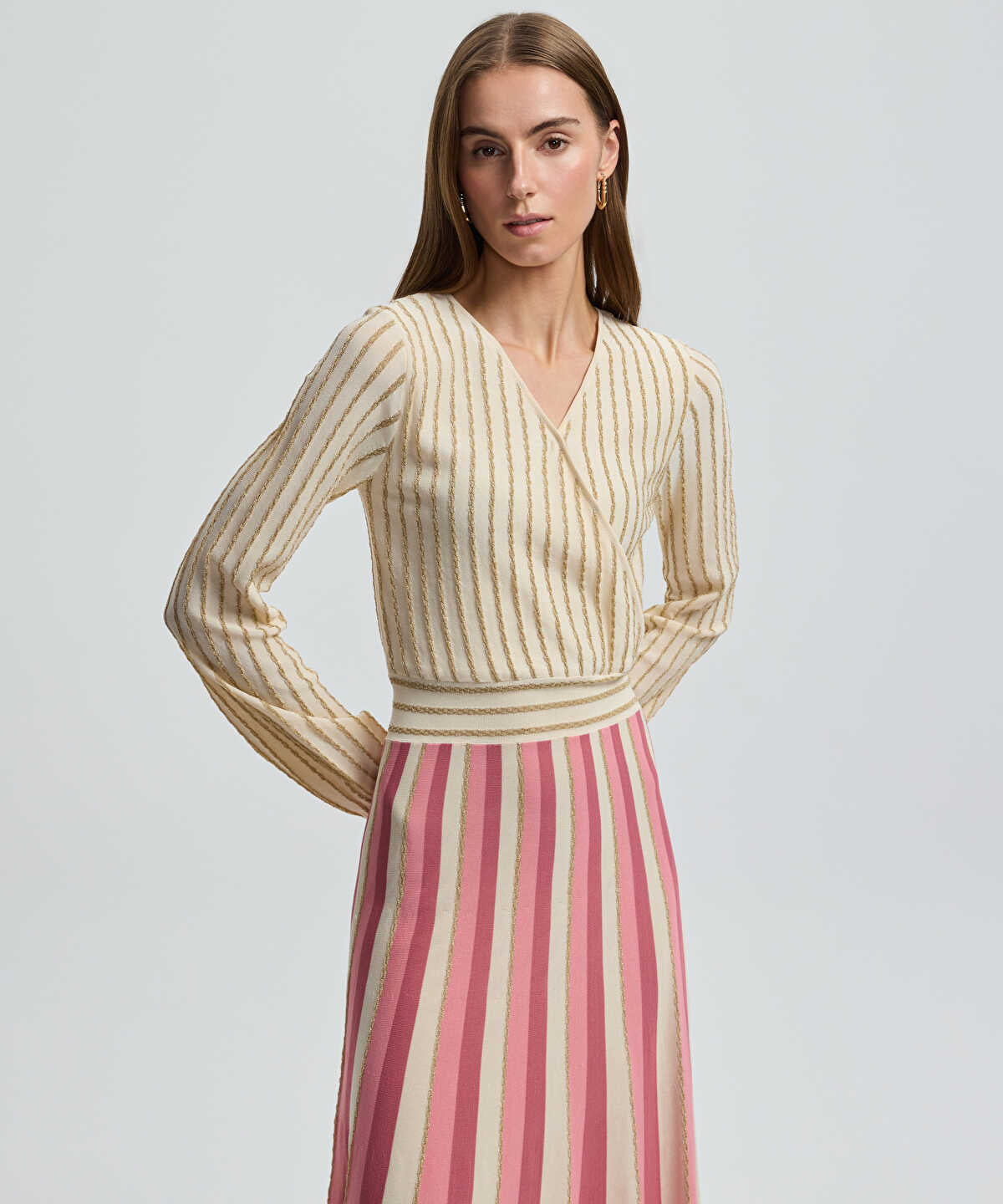 Color-Block Lurex Knit Dress