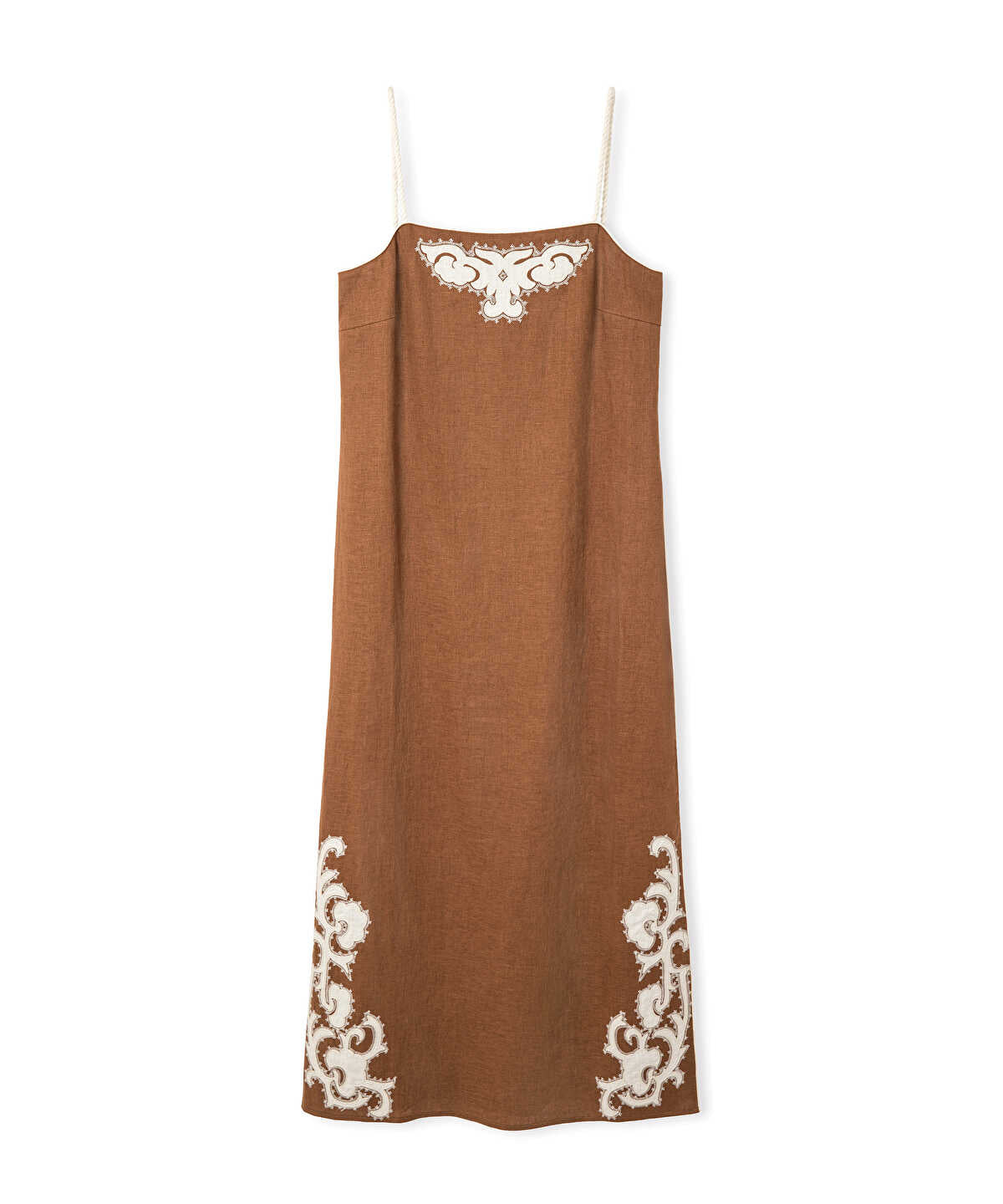 Contrast Applique Linen Dress