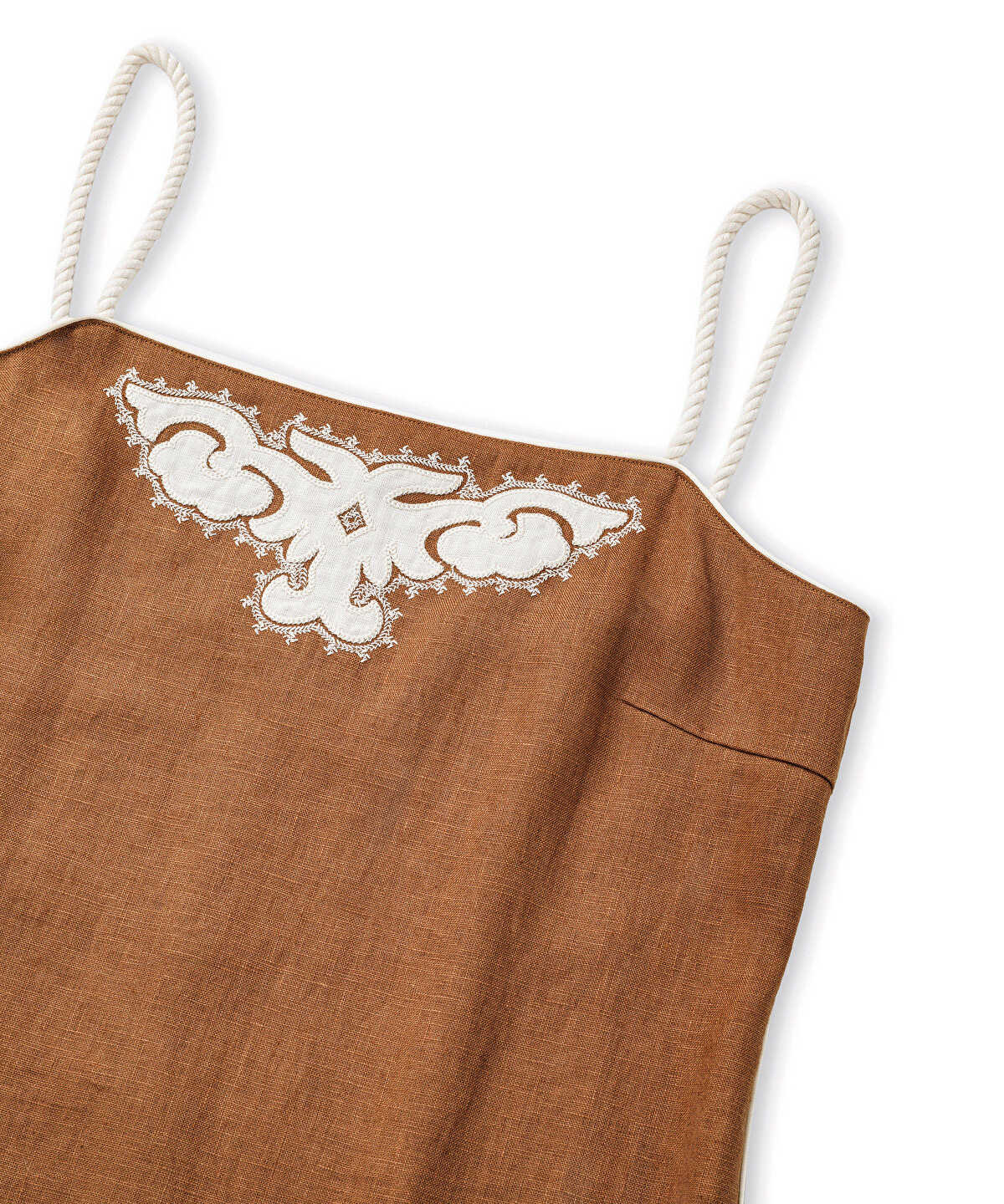 Contrast Applique Linen Dress