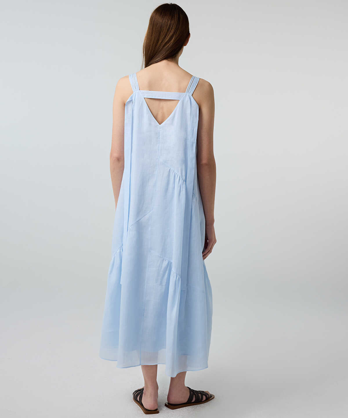 Tassel-Strap Linen Dress