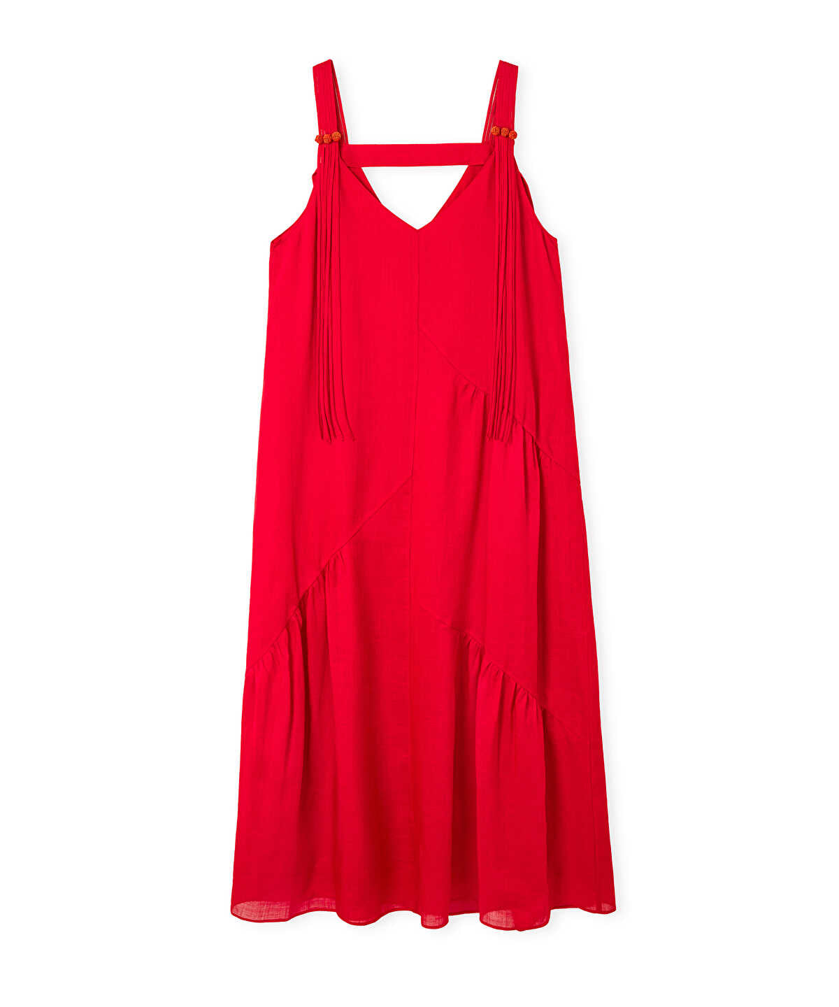 Tassel-Strap Linen Dress