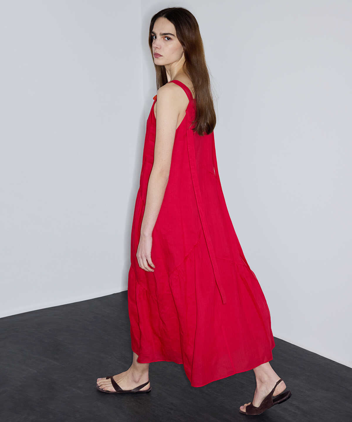 Tassel-Strap Linen Dress