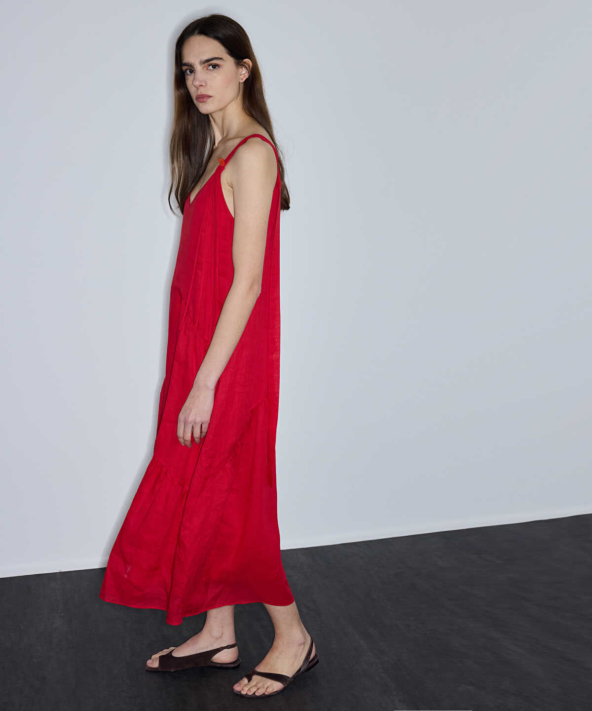 Tassel-Strap Linen Dress