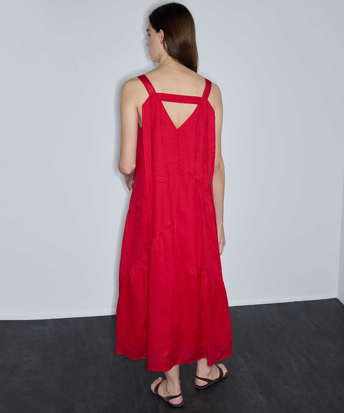 Tassel-Strap Linen Dress