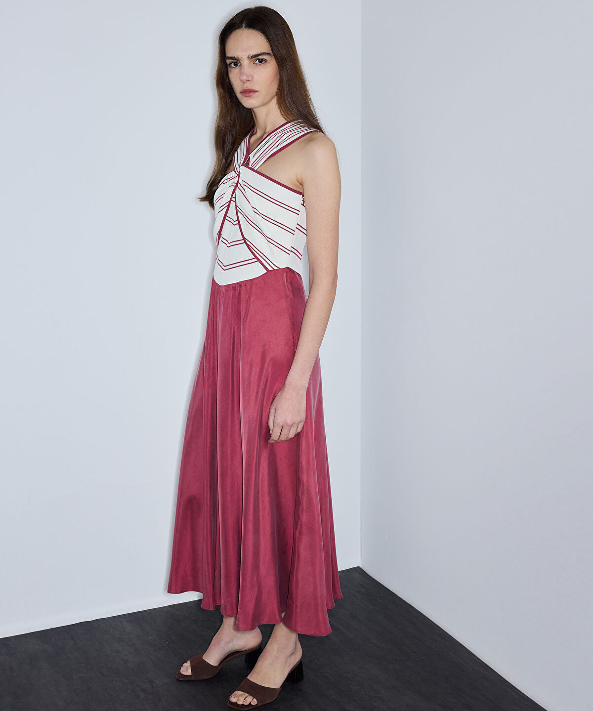 Color-Block Mixed-Media Dress
