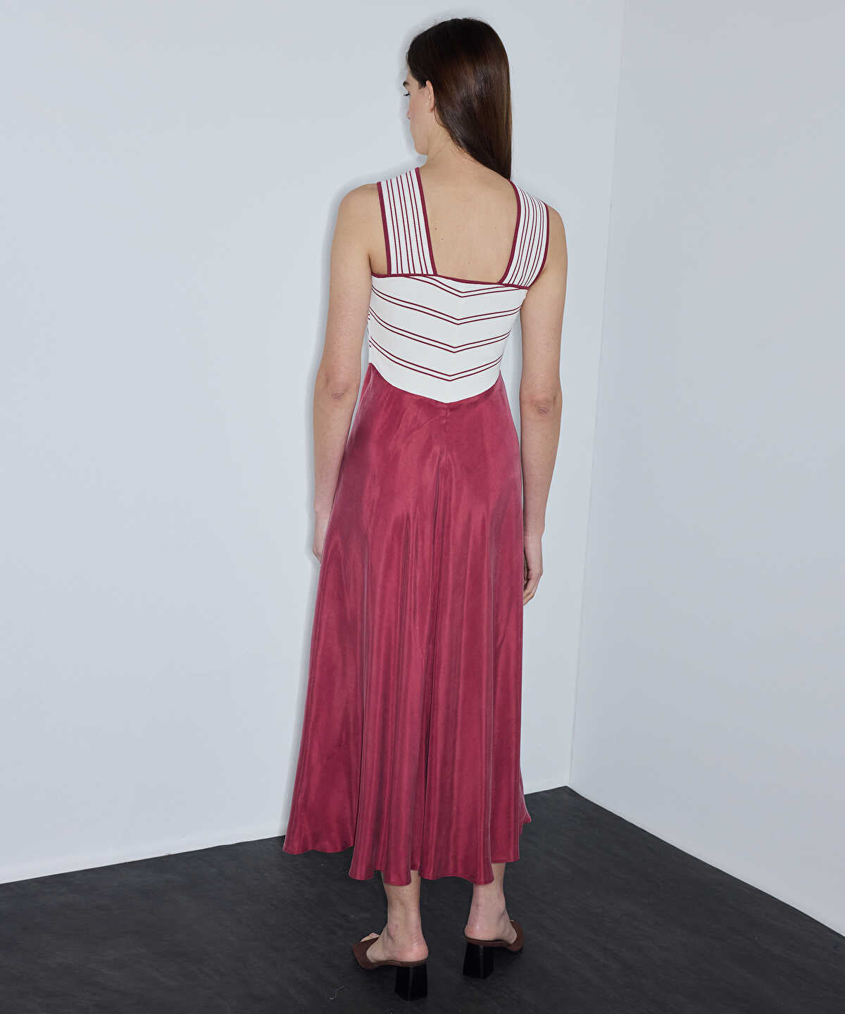 Color-Block Mixed-Media Dress