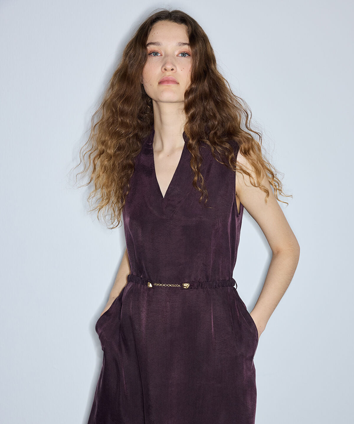 Belted Lyocell Blend Midi Dress