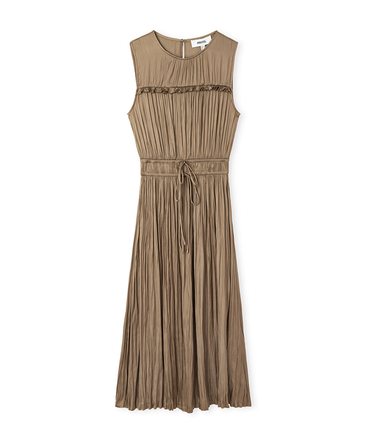 Satin-Effect Pleated Midi Dress