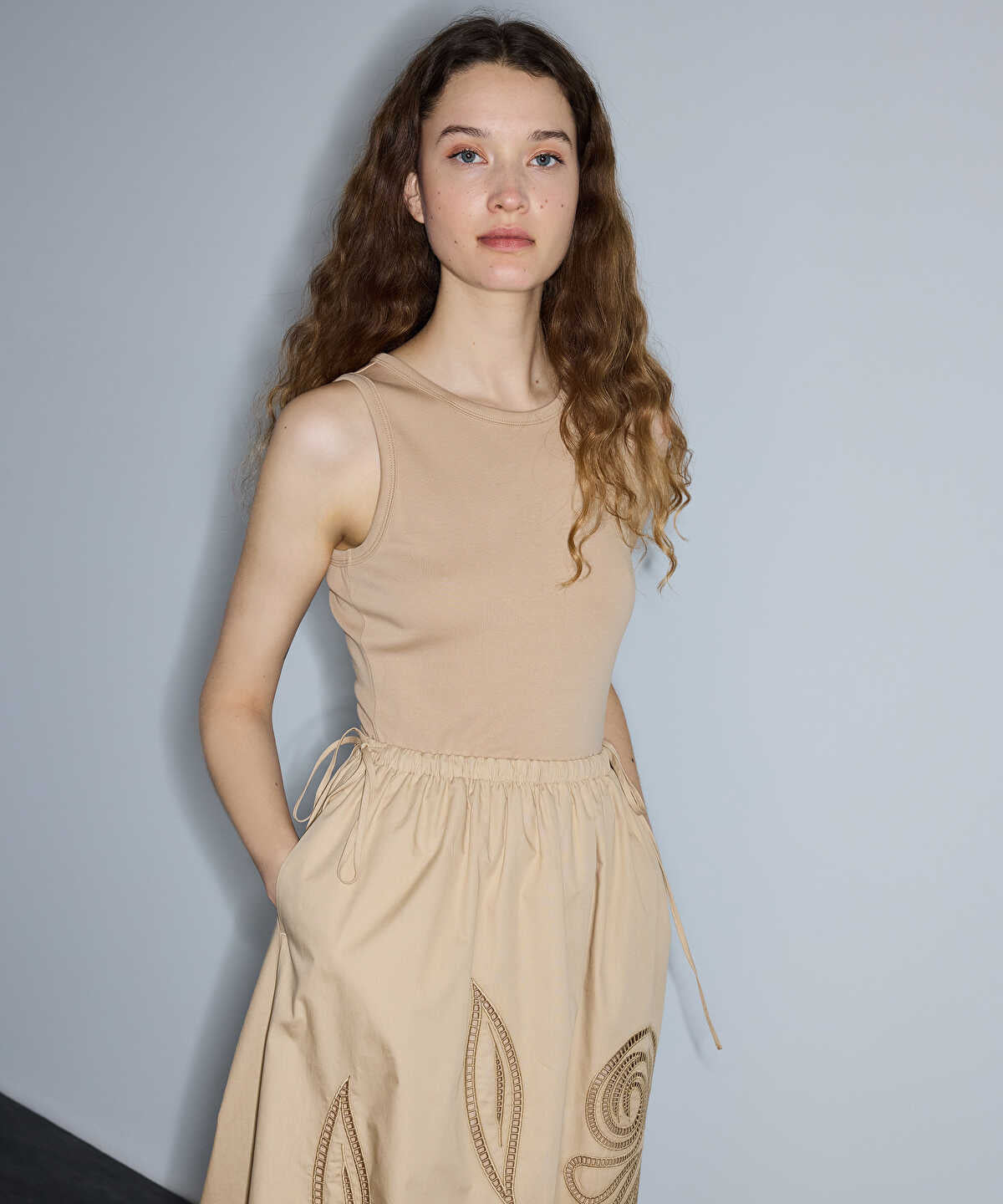 Mixed-Media Embroidered Dress