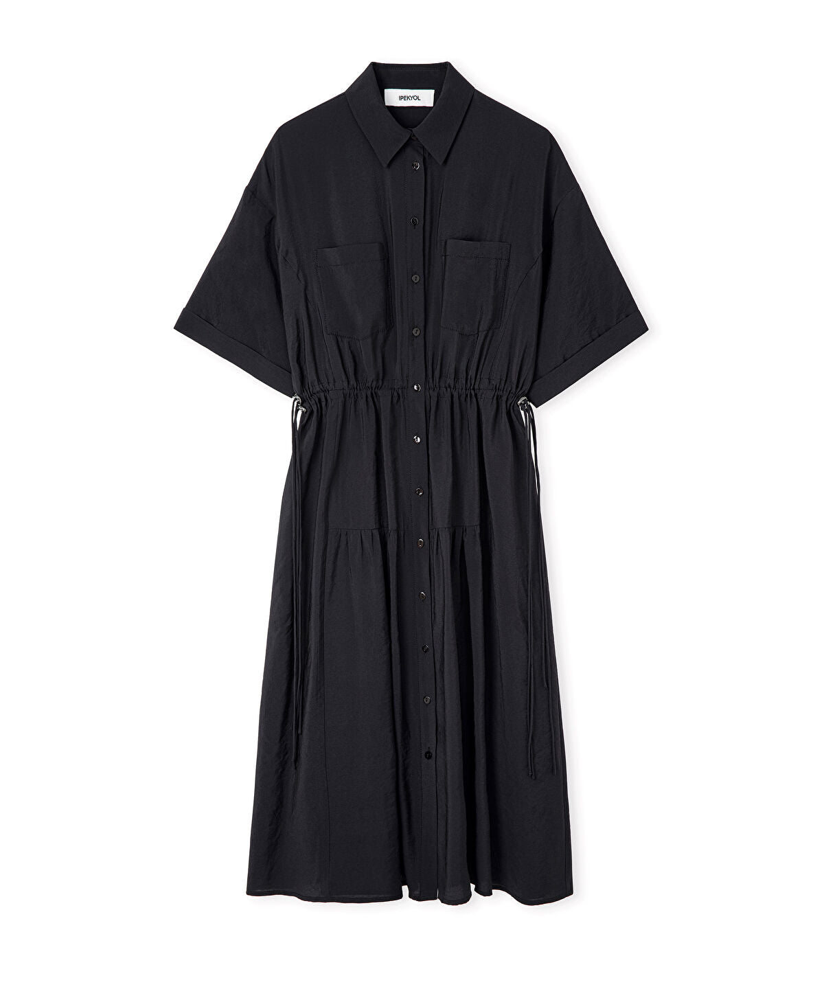 Adjustable Cinch-Waist Shirt Dress