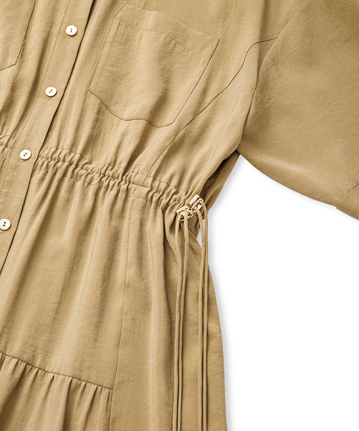 Adjustable Cinch-Waist Shirt Dress