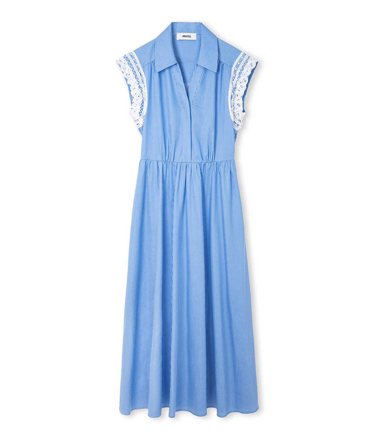 Broderie-Trimmed Poplin Dress