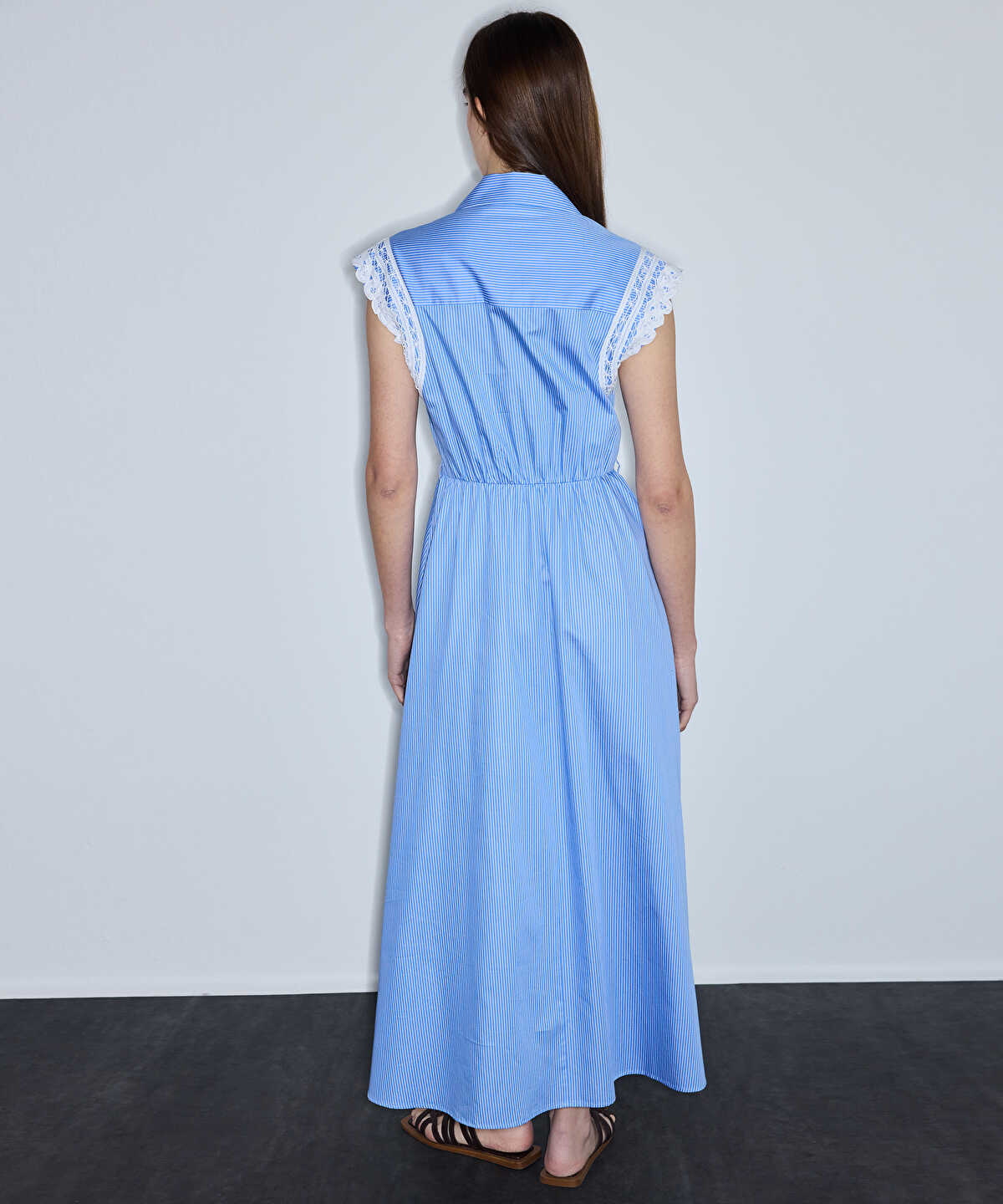 Broderie-Trimmed Poplin Dress