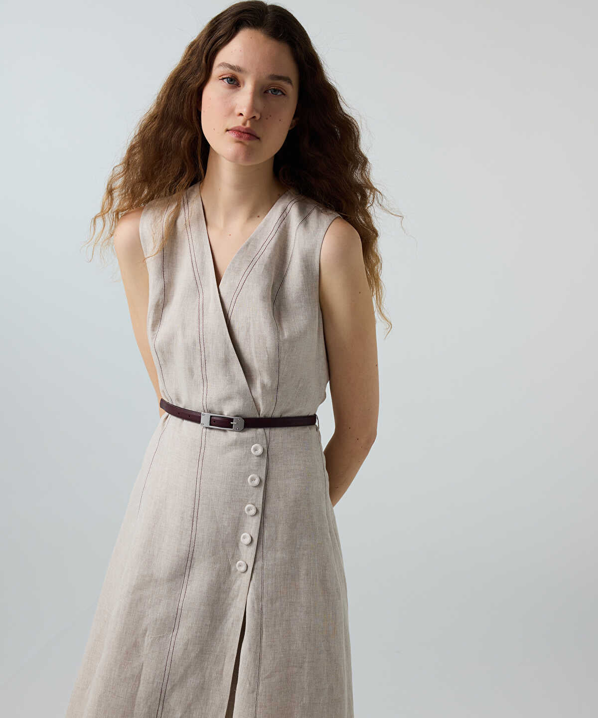Belted Linen Dress