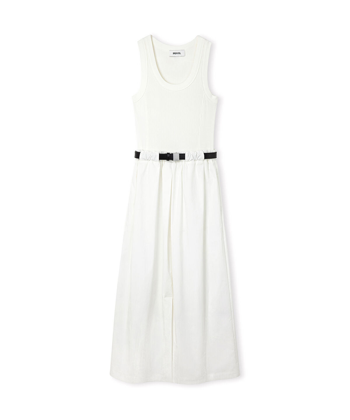 Mixed-Media Belted Dress