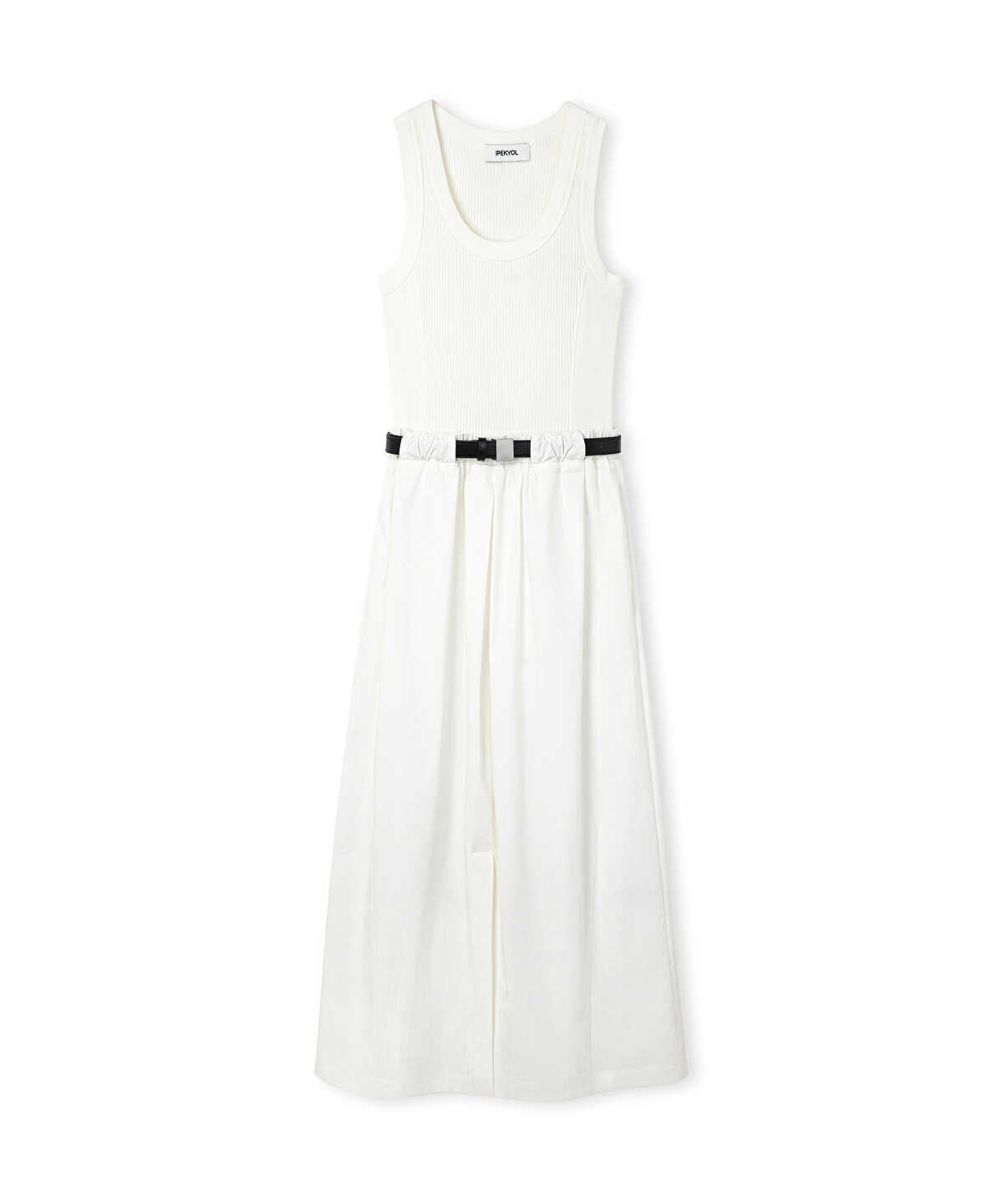 Mixed-Media Belted Dress