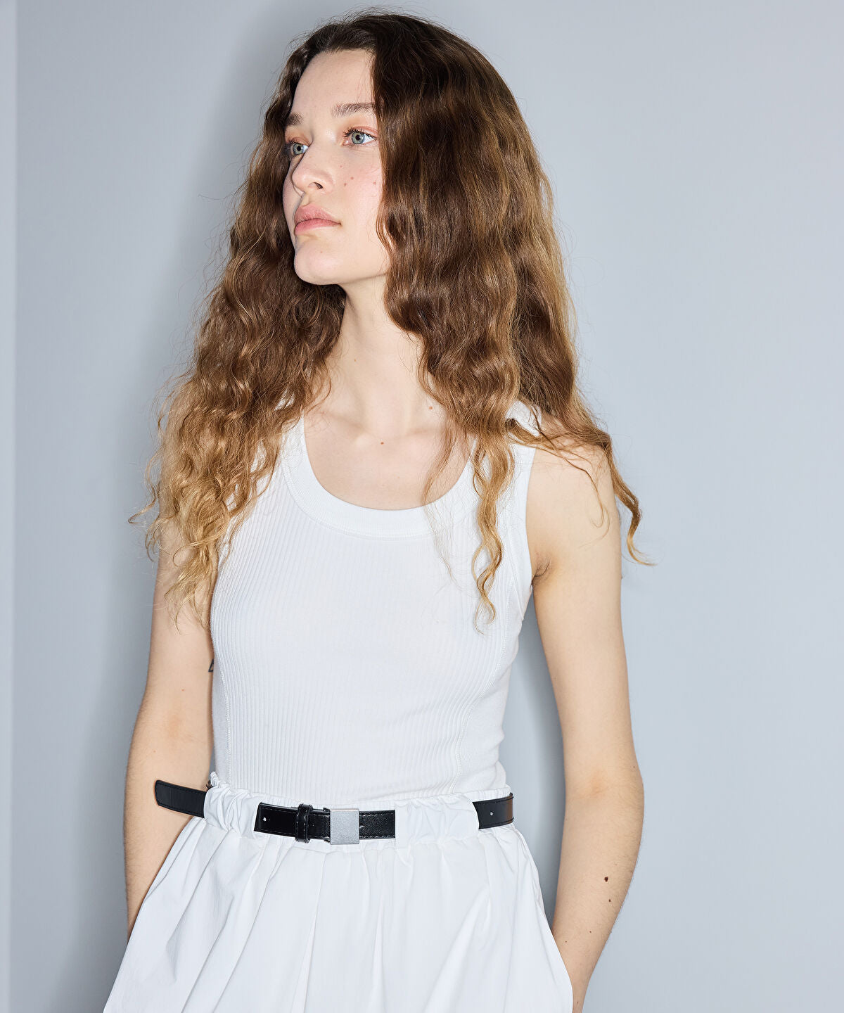 Mixed-Media Belted Dress