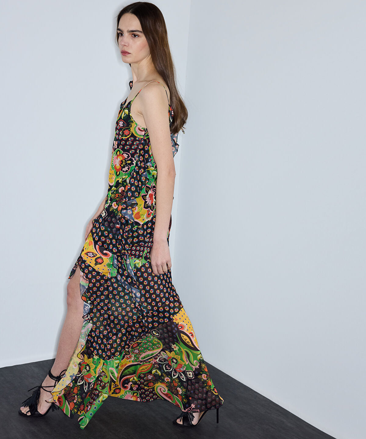 Printed Asymmetric Chiffon Dress