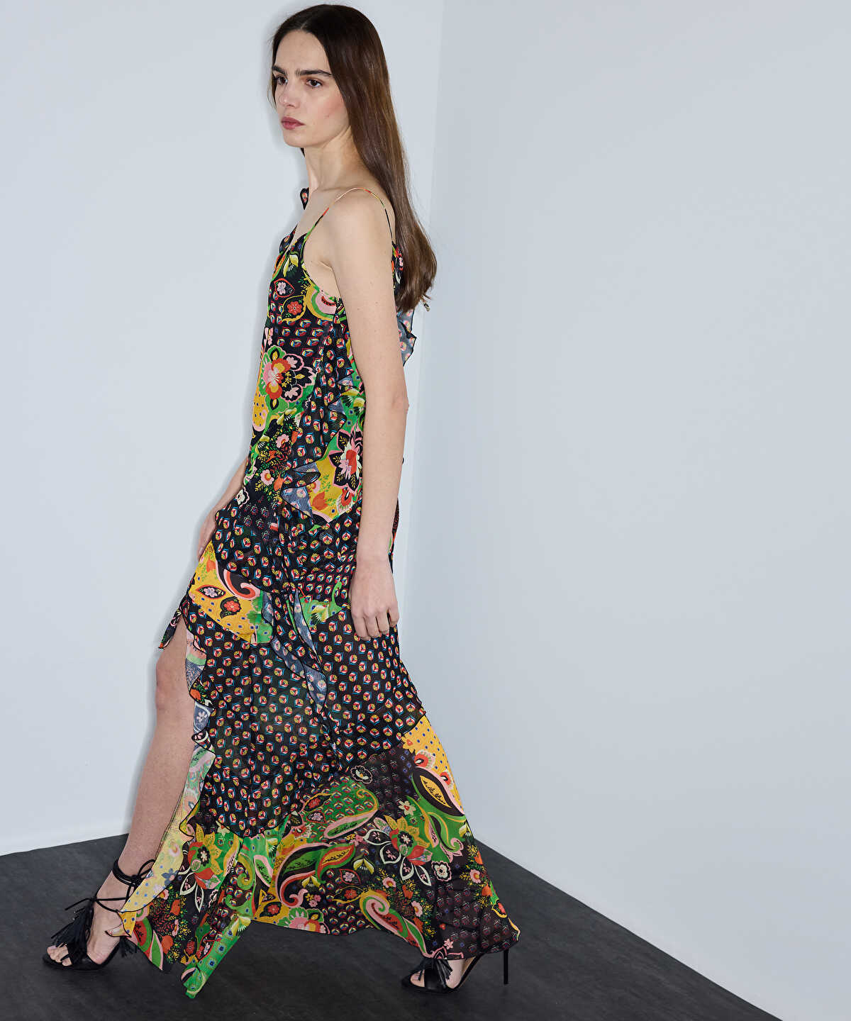 Printed Asymmetric Chiffon Dress