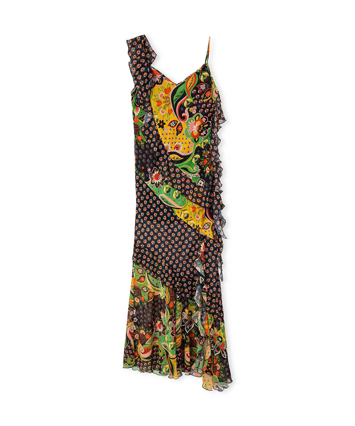 Printed Asymmetric Chiffon Dress