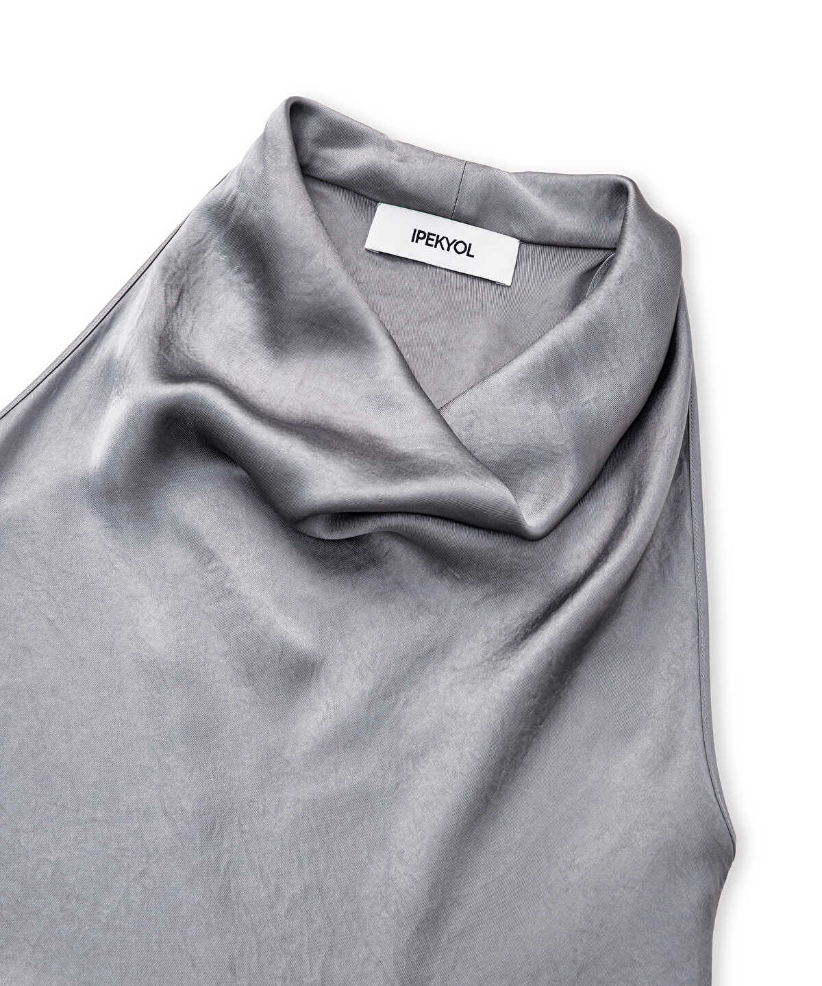 Metallic-Finish Halter Dress