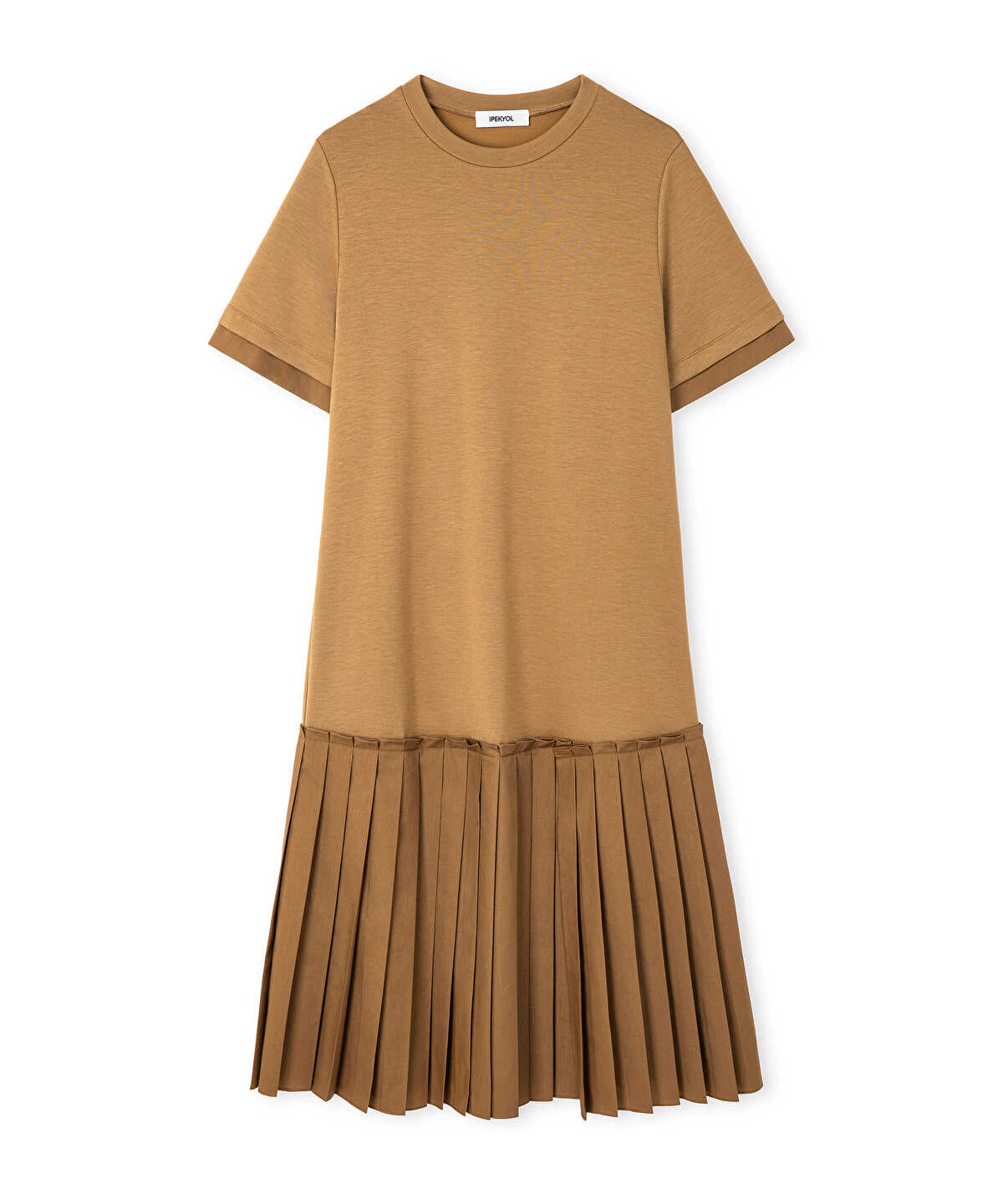 Pleated Mixed-Media Dress