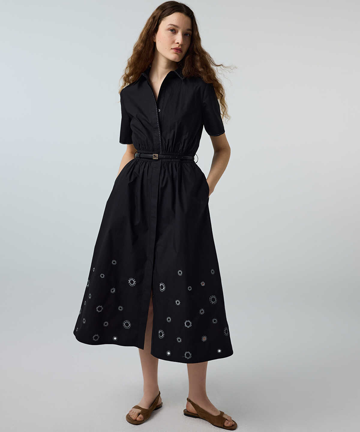 Embroidered Poplin Dress
