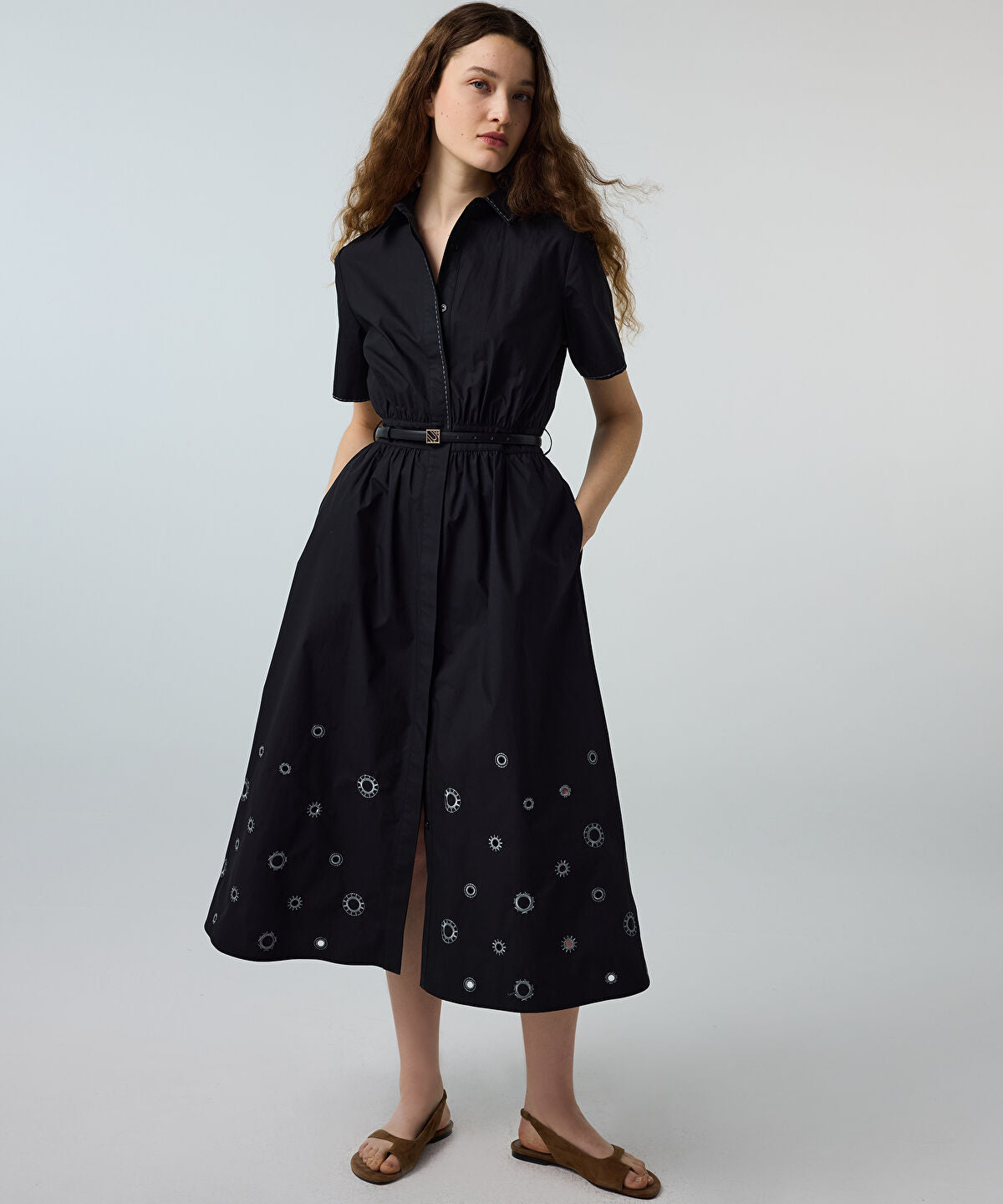 Embroidered Poplin Dress