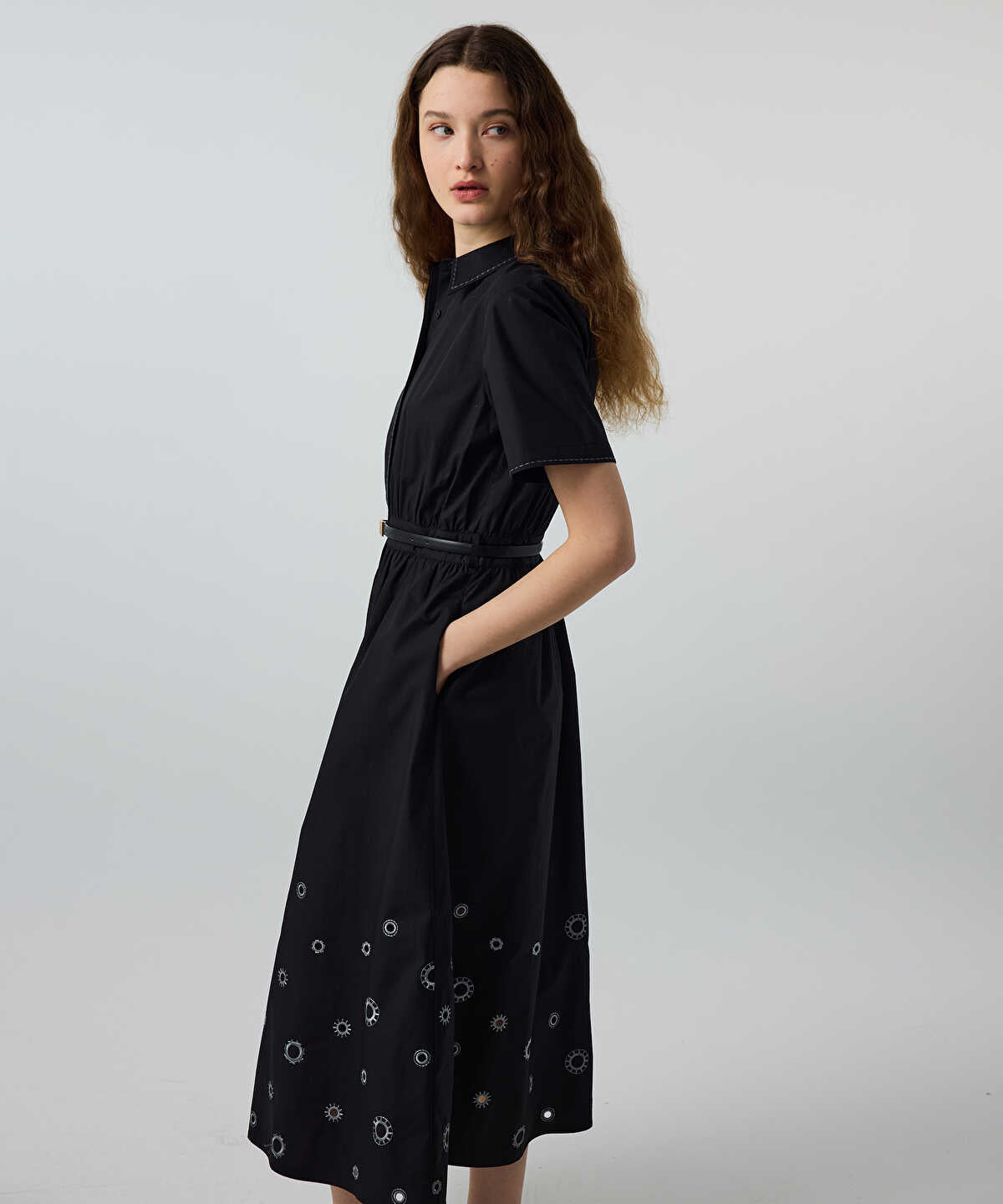 Embroidered Poplin Dress