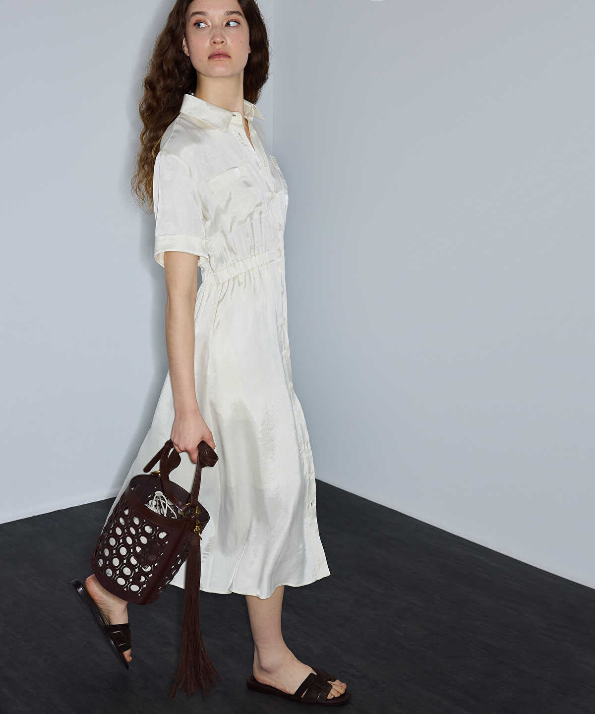 Elasticated Waist Shirt Dress