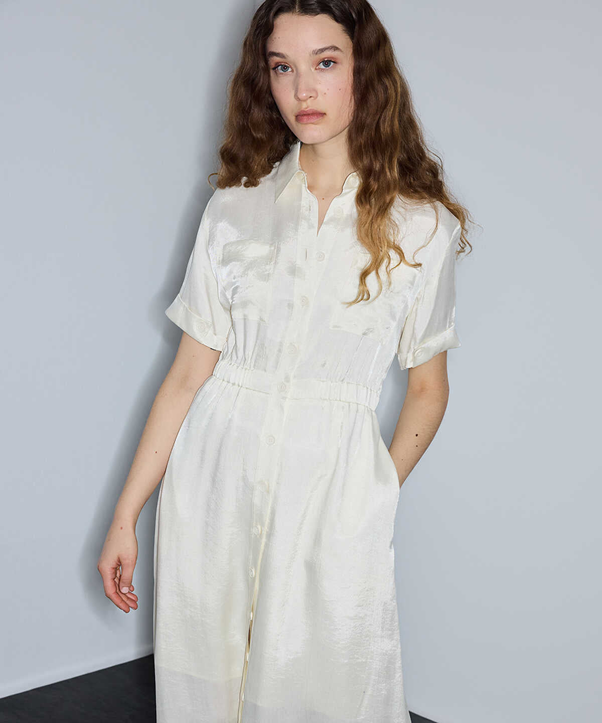 Elasticated Waist Shirt Dress
