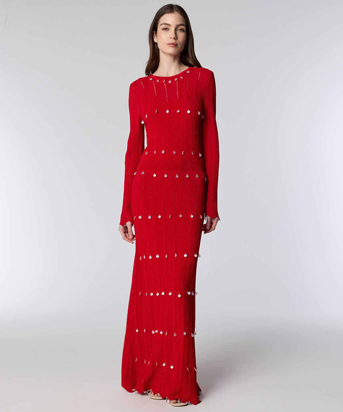 Sequin-Embellished Knit Dress