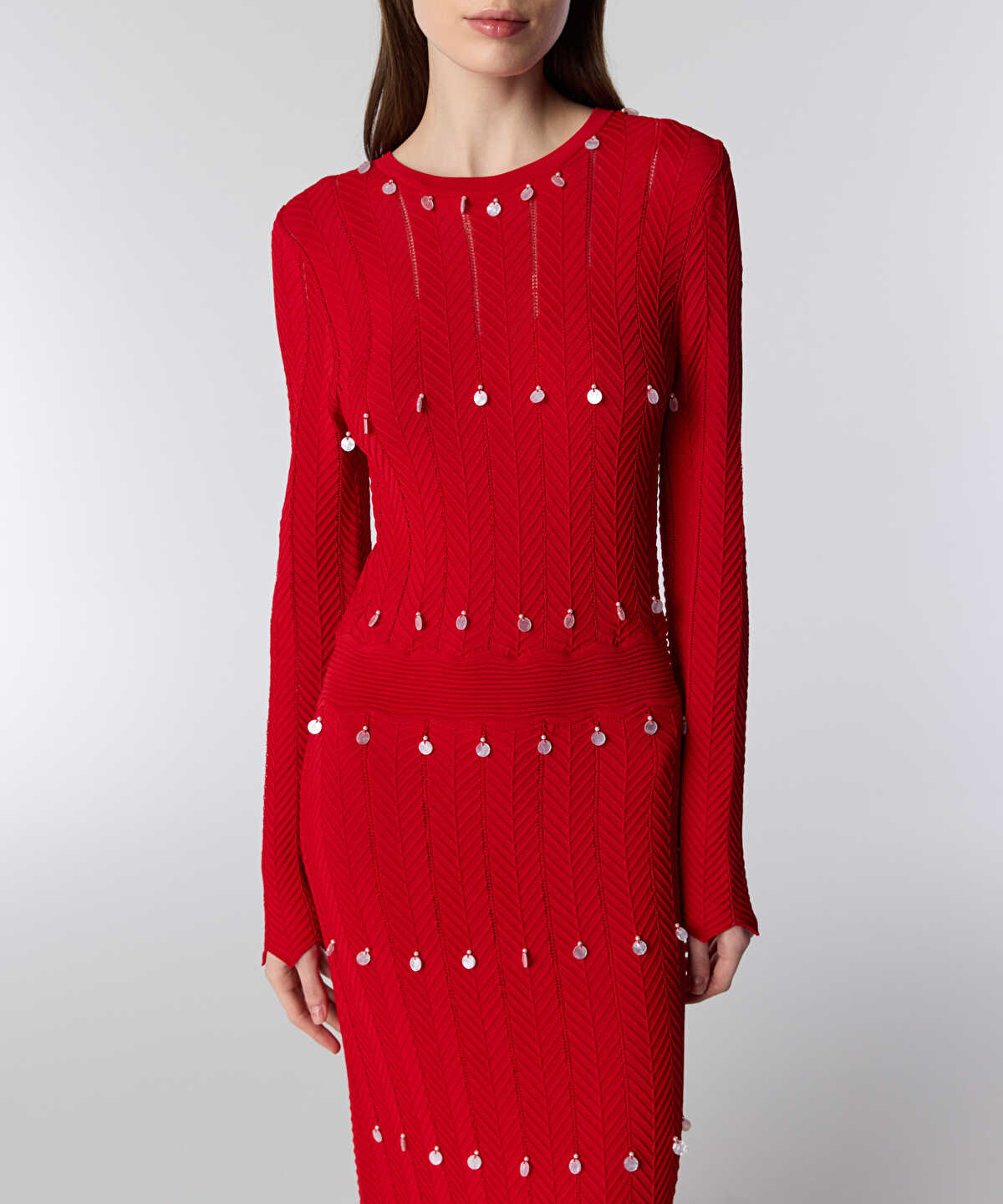 Sequin-Embellished Knit Dress