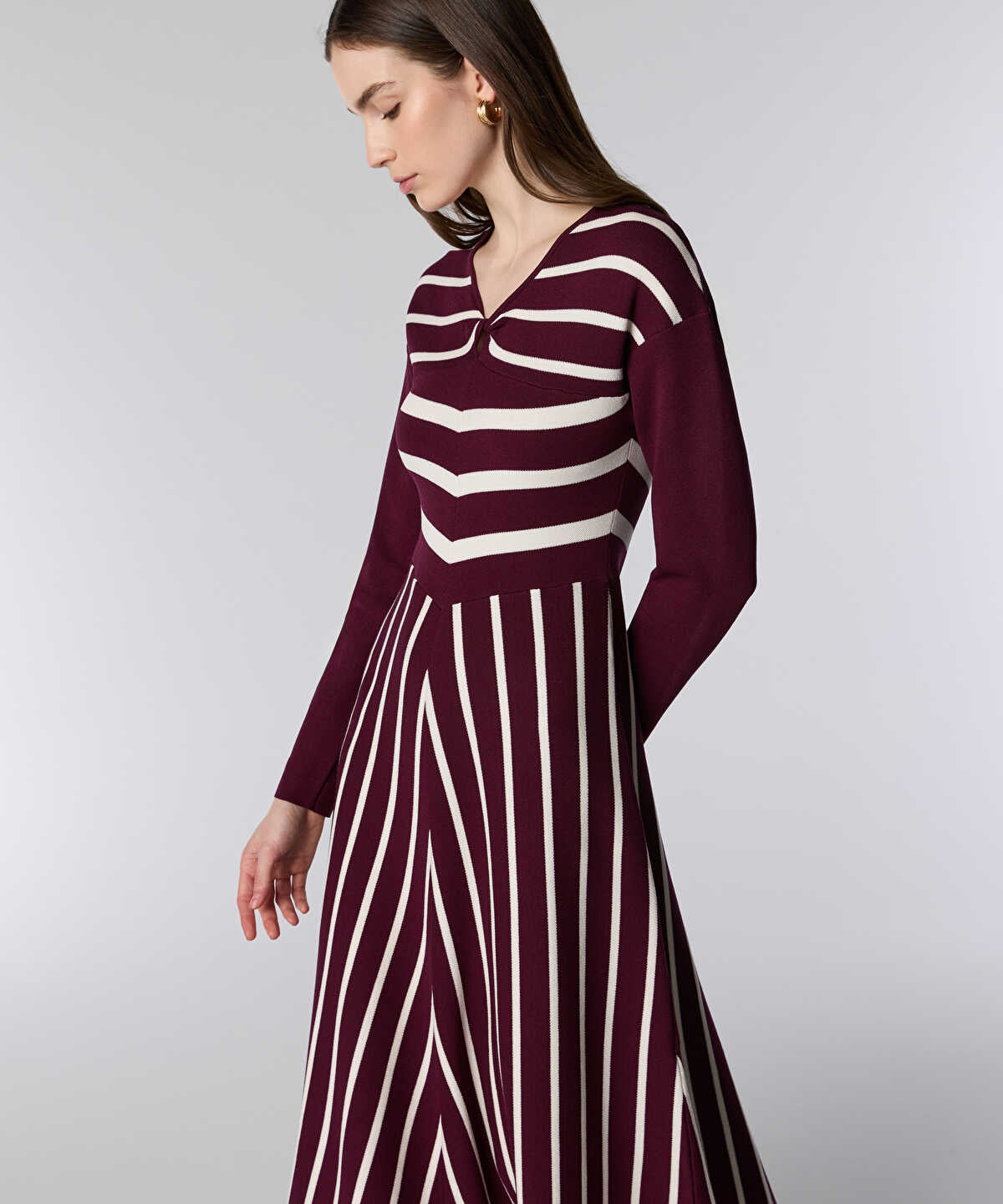 Striped Knit Midi Dress
