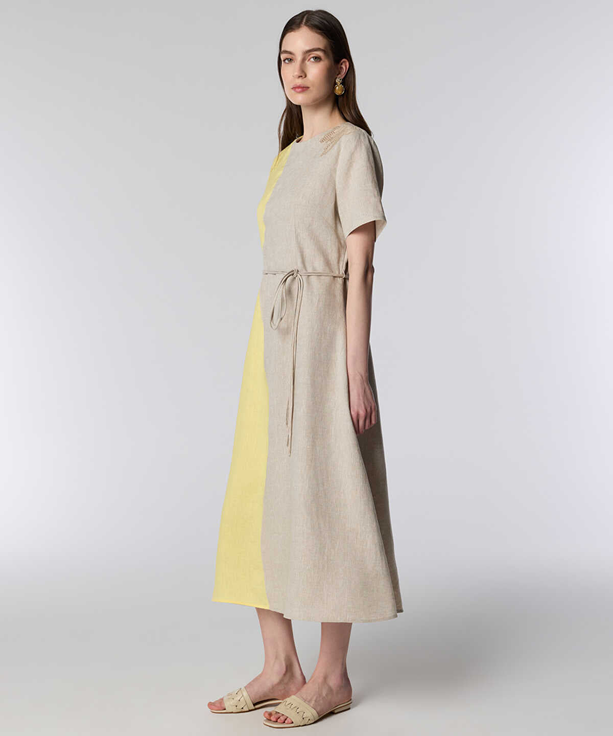 Embroidered Color-Block Dress