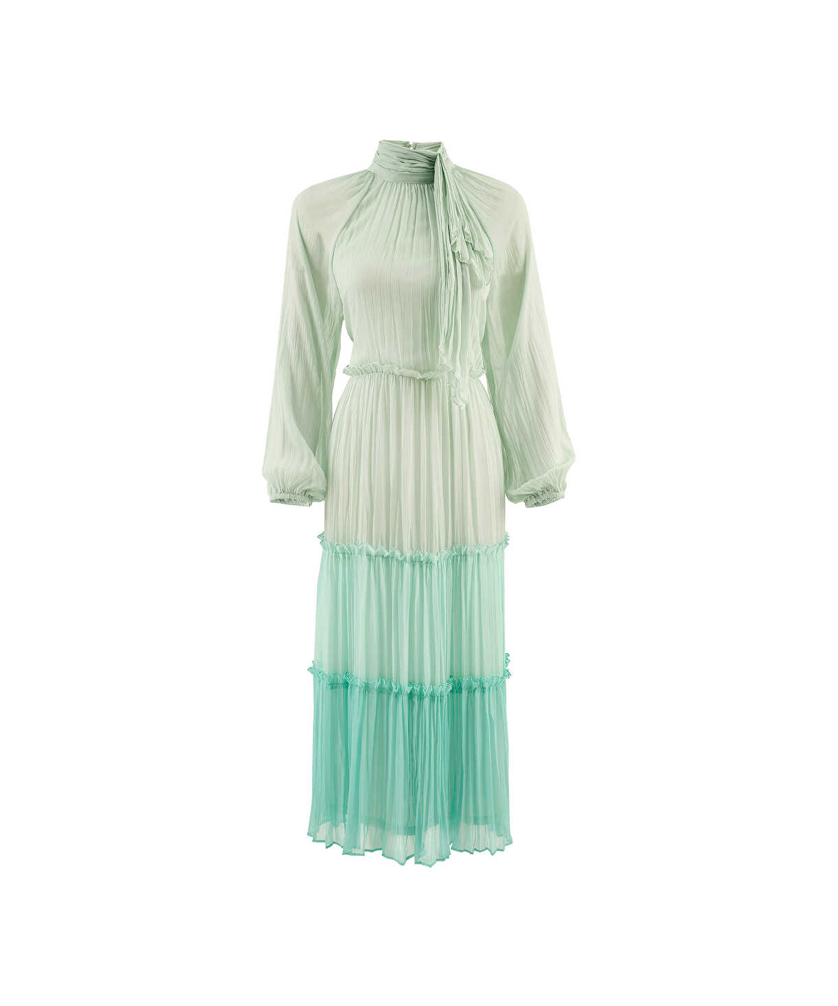 Ruffle-Trim Chiffon Midi Dress