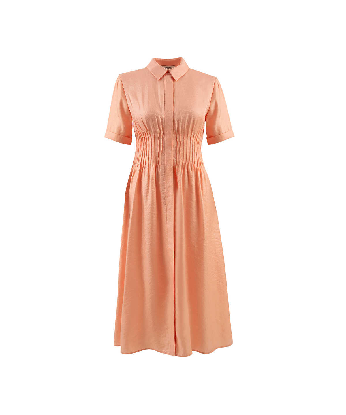 Pintuck-Waist Shirt Dress