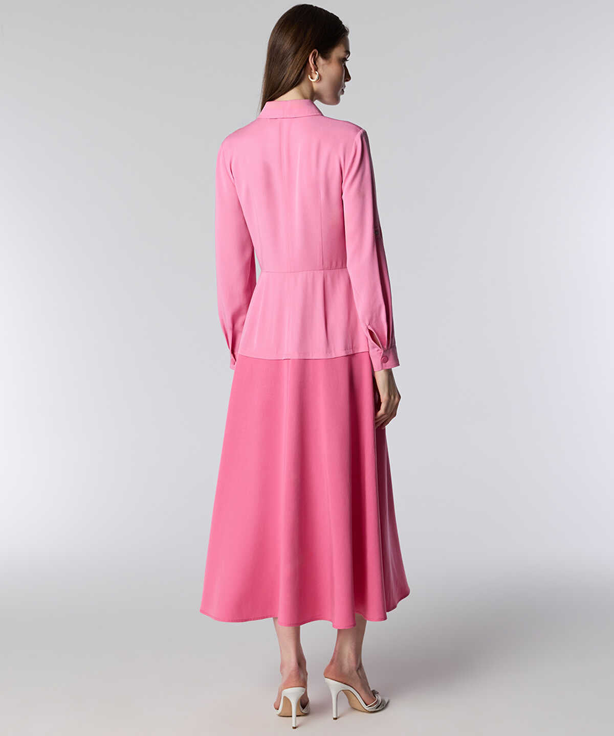 Ring-Detail Color-Block Midi Dress