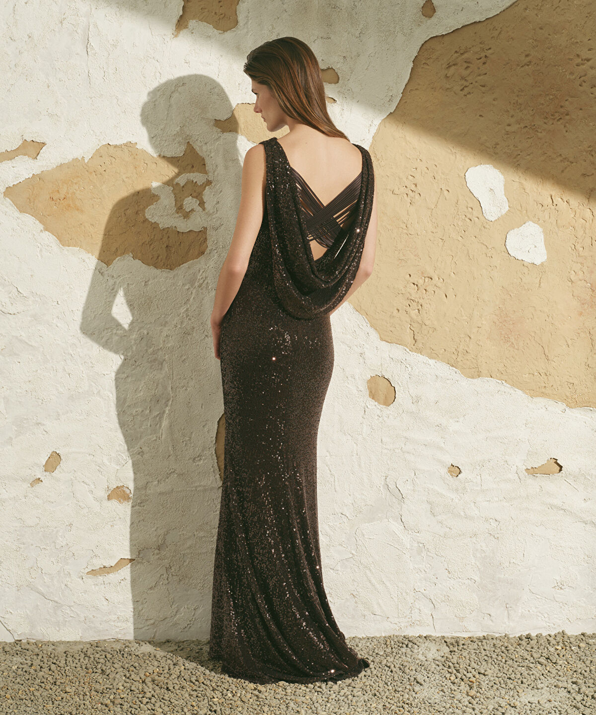 Sequin Open-Back Maxi Dress