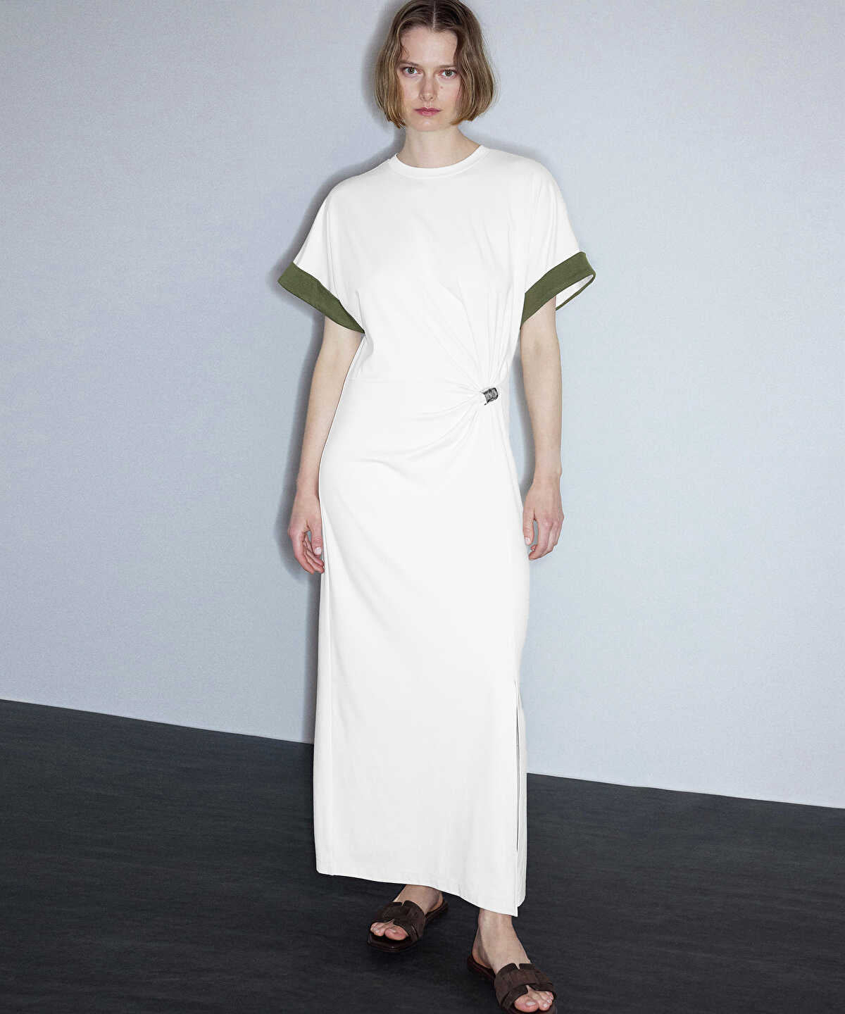 Metal-Accented Jersey Dress