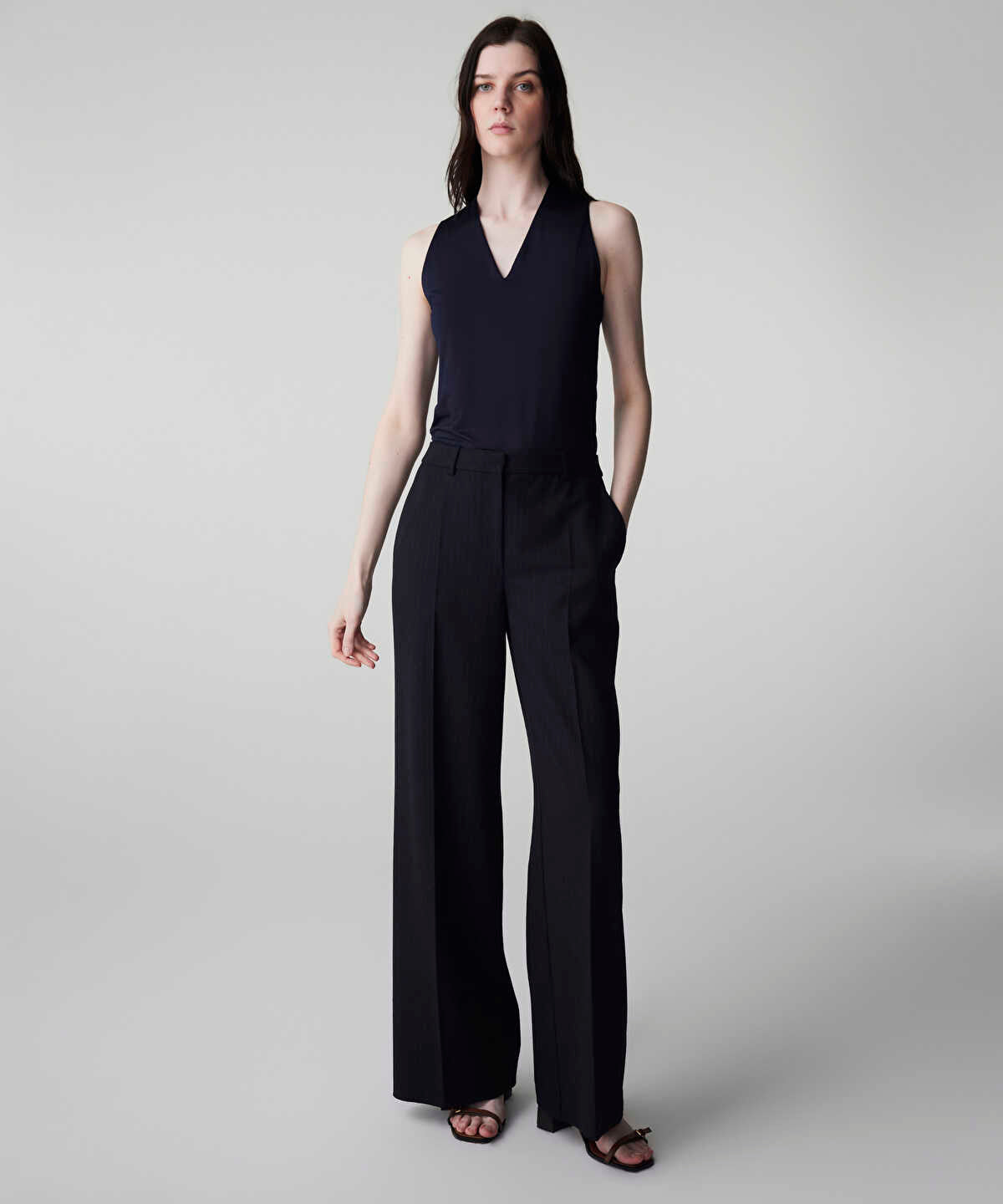 Striped Wide-Leg Trousers