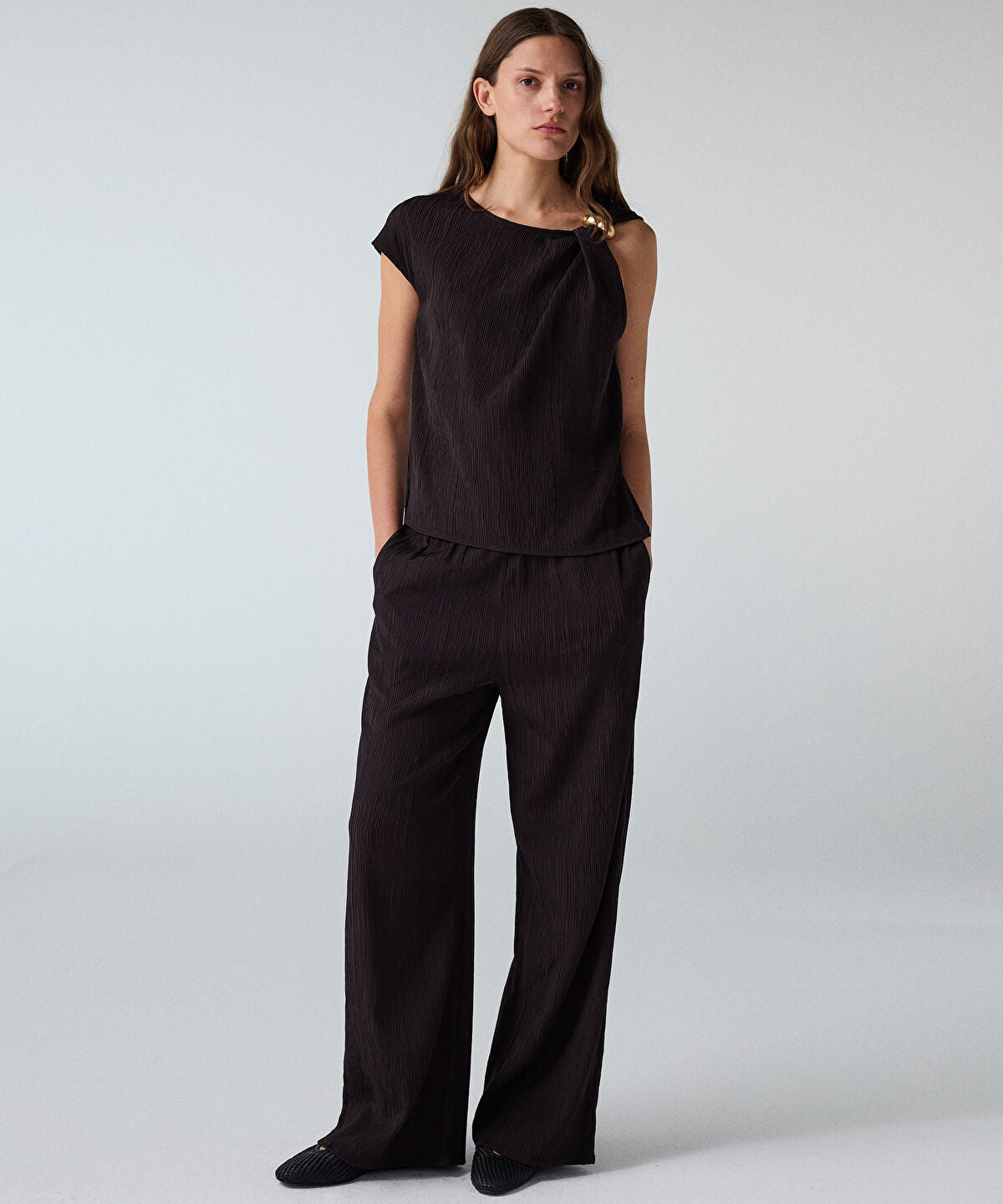 Crinkle-Effect Trousers