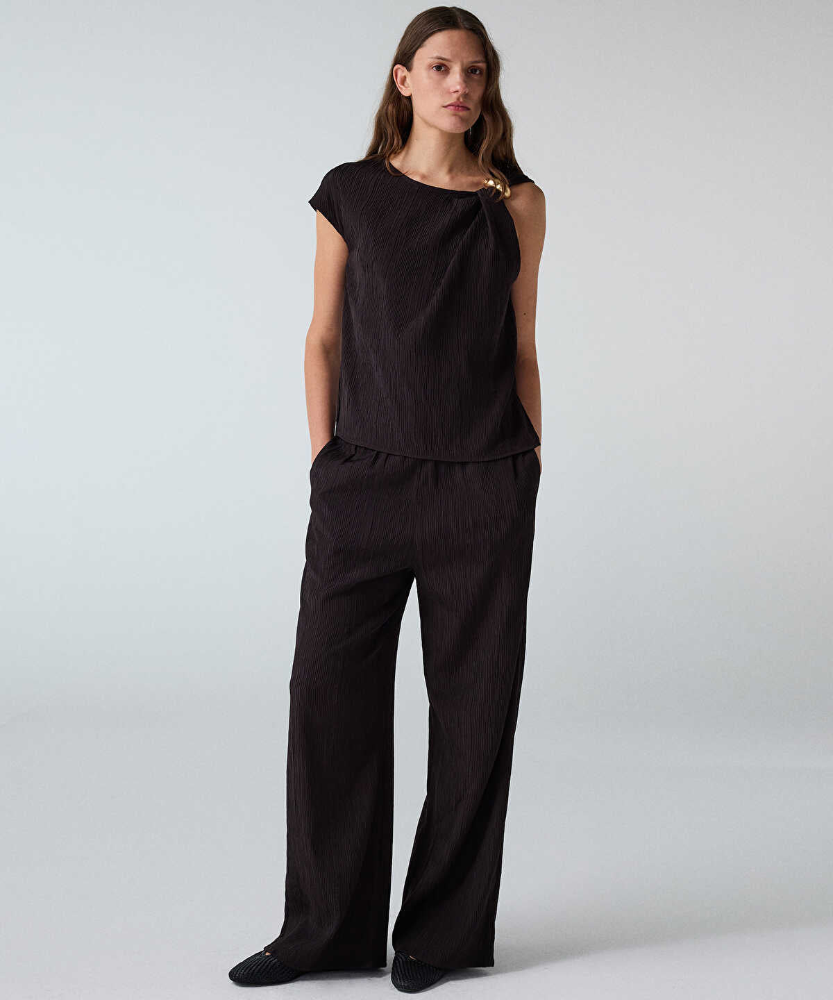 Crinkle-Effect Trousers